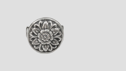 Sangeeta Boochra Antique Finish Silver Flower Ring