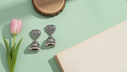 Sangeeta Boochra Oxidised Silver Handcrafted Statement Earrings