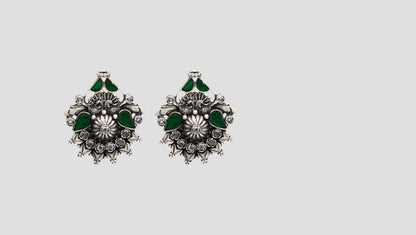 Sangeeta Boochra Classic Floral Antique Silver Earrings
