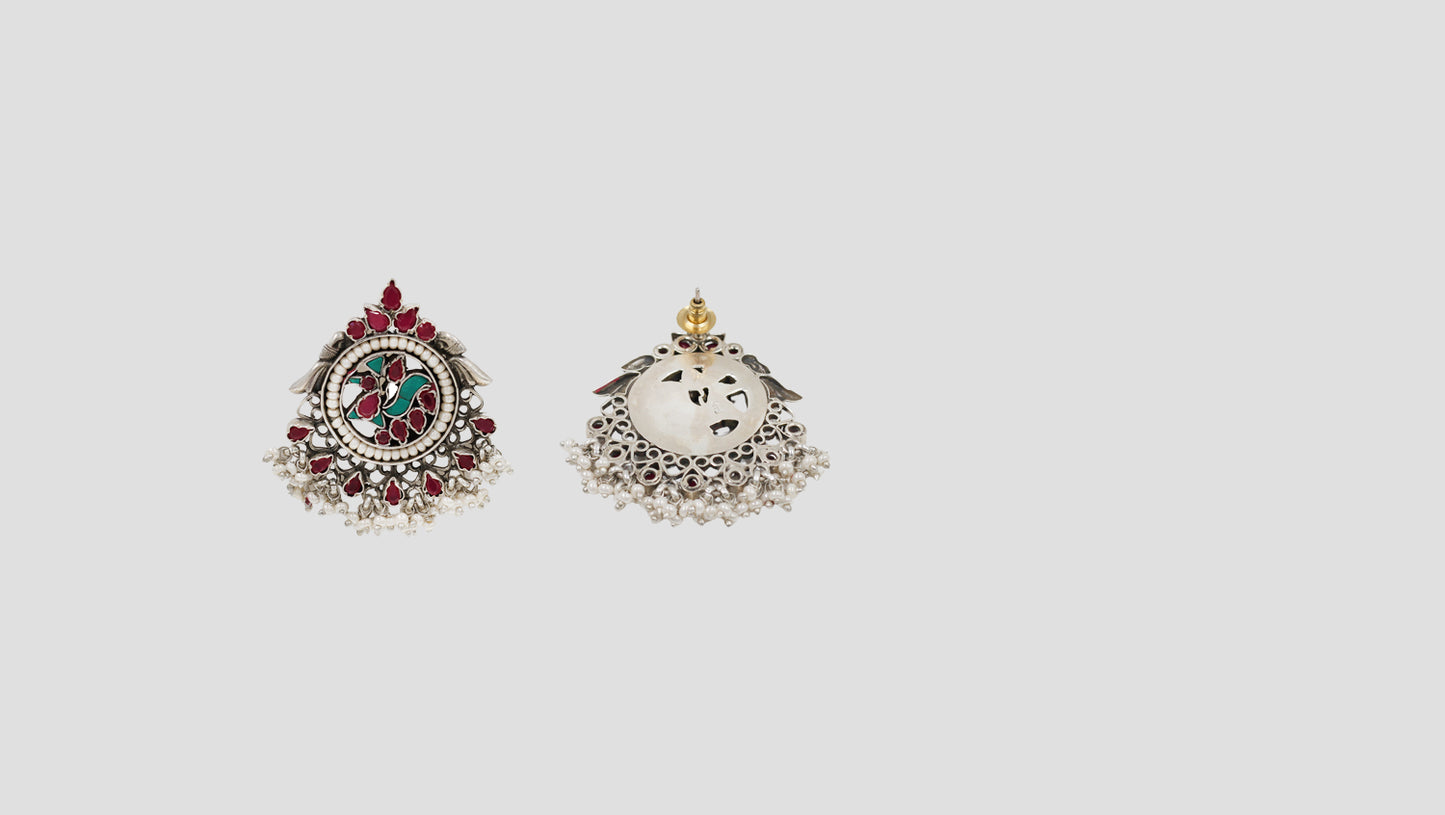 Sangeeta Boochra Kundan Chandbali Earrings with Pearl Drops