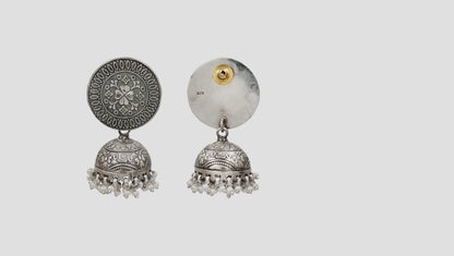 Sangeeta Boochra Handcrafted Pearl Hanging Silver Earrings