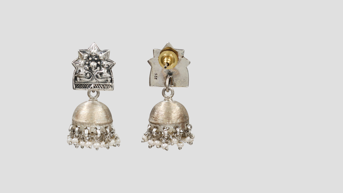Sangeeta Boochra Artisan Crafted Oxidised Silver Jhumka Earrings