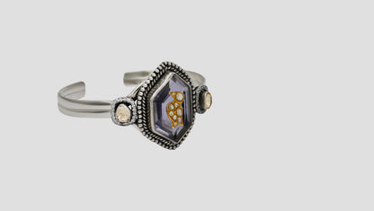 Sangeeta Boochra Oxidised Silver Statement Bracelet with Gemstone Accent