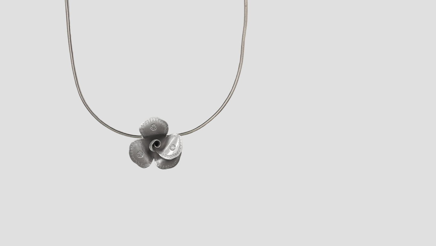 Sangeeta Boochra Elegant Oxidised Silver Spiral Bloom Pendant