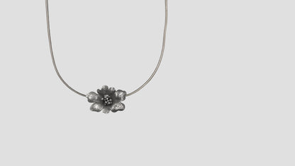 Sangeeta Boochra Oxidised Silver Textured Blossom Pendant