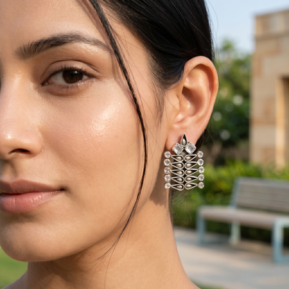 Sangeeta Boochra Bohemian Silver Statement Earrings