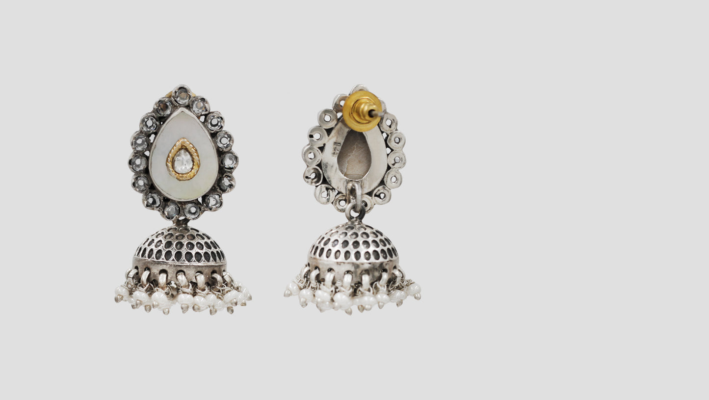 Sangeeta Boochra Handcrafted Mother of Pearl Oxidised Earrings