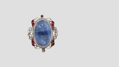 Sangeeta Boochra Handcrafted Blue Stone Silver Ring