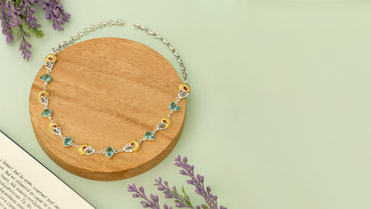 Sangeeta Boochra Handcrafted Silver Necklace with Dual-Tone Motifs