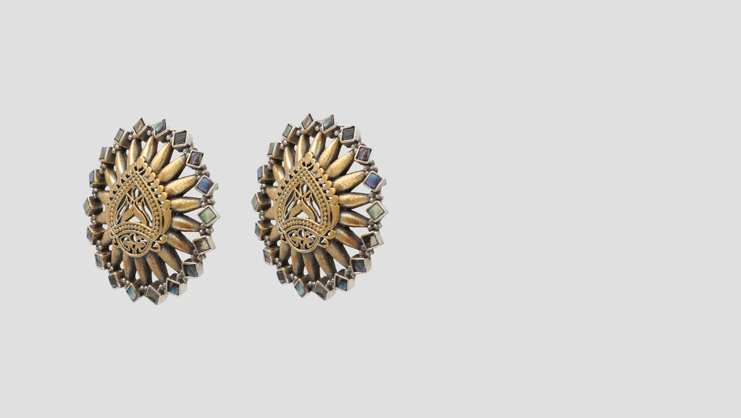 Luxe Shine: Sangeeta Boochra Gold-Plated Round Stud Earrings