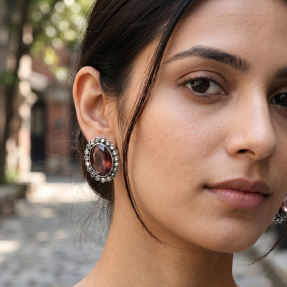 Sangeeta Boochra Heritage Oval Stone Earrings