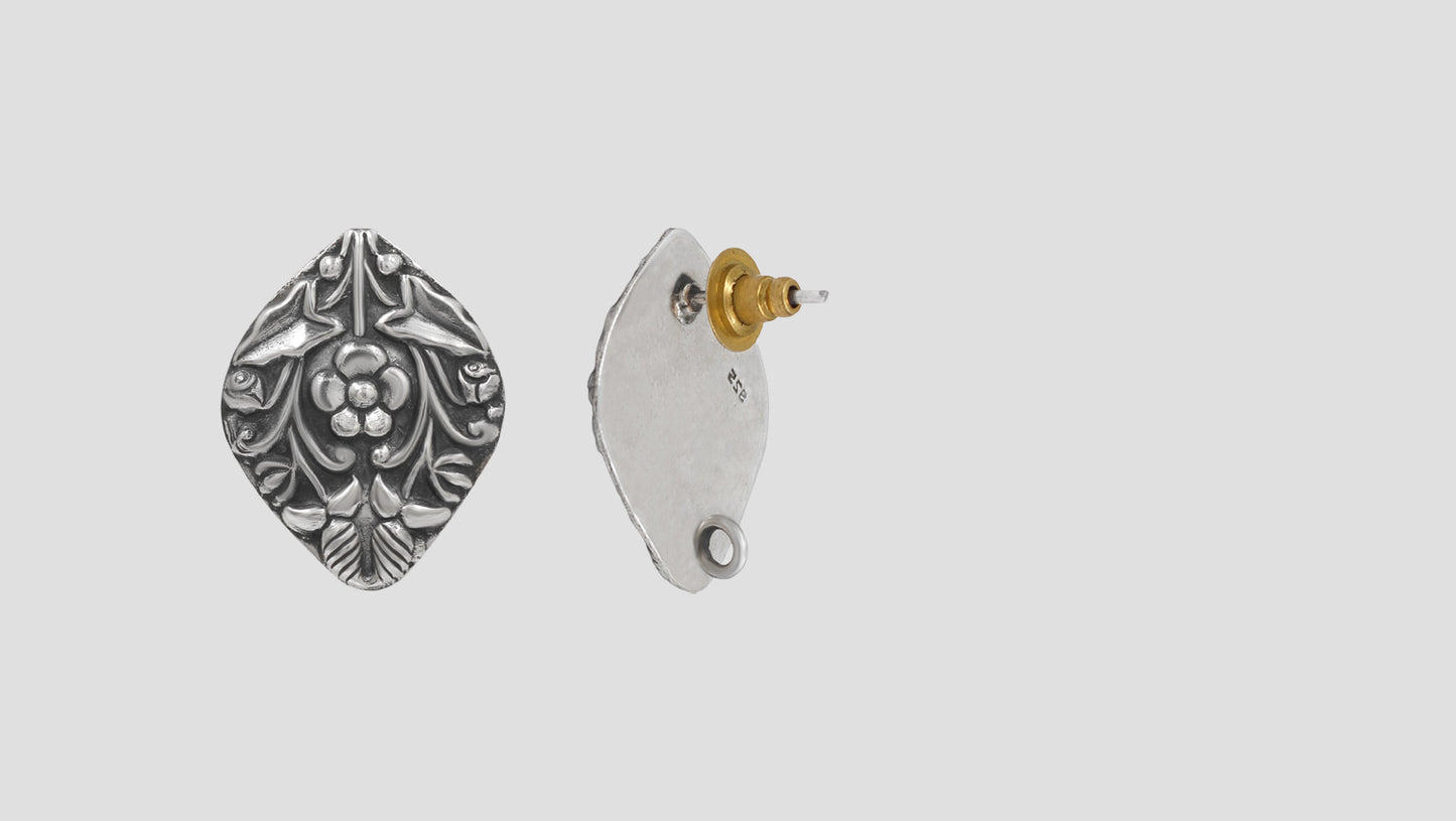 Sangeeta Boochra Classic Ethnic Floral Silver Earrings