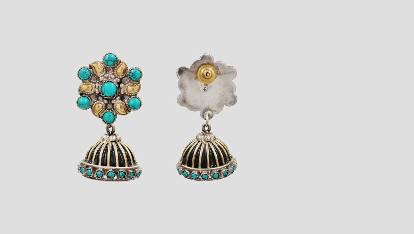 Sangeeta Boochra Dual Plated Silver Earrings with Turquoise Stones