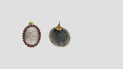 Sangeeta Boochra Traditional Kundan Oval Earrings with Floral Motif