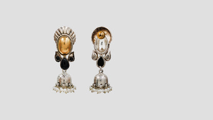 Sangeeta Boochra Classic Dual Plated Gold & Silver Jhumki Earrings