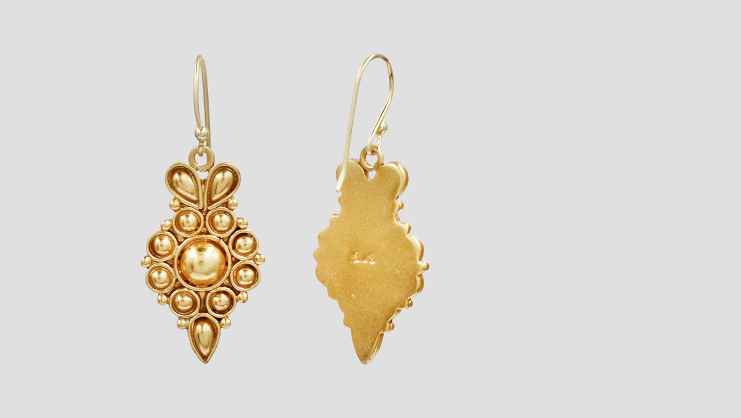 Sangeeta Boochra Handcrafted Gold Plated Silver Floral Motif Statement Earrings