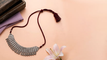 Sangeeta Boochra Classic Tribal Silver Statement Choker