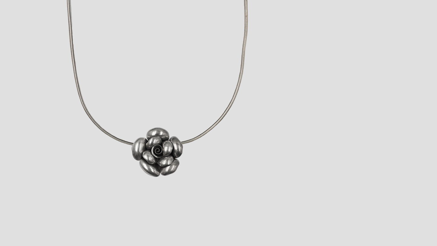 Sangeeta Boochra Classic Silver Floral Statement Pendant