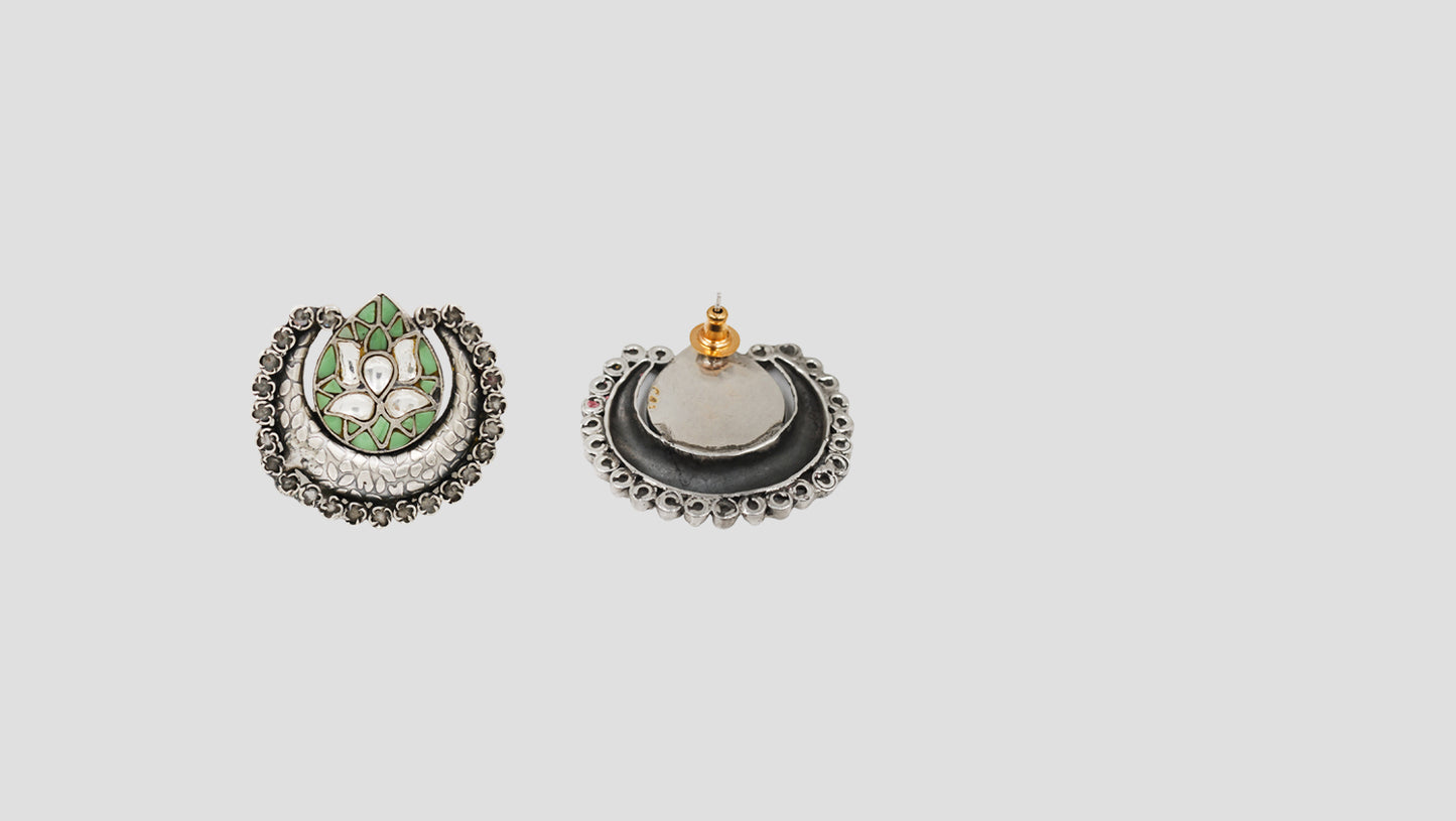 Sangeeta Boochra Handcrafted Kundan Floral Stud Earrings