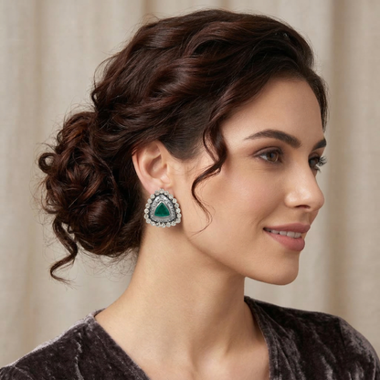 Sangeeta Boochra Artisan Triangle Moissanite Earrings