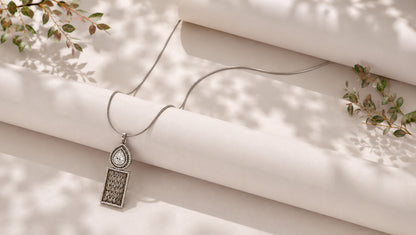 Sangeeta Boochra Sterling Silver Oxidised Pendant with Pear Moissanite