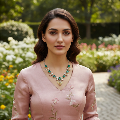 Sangeeta Boochra Handcrafted Silver Necklace with Heritage Pendant