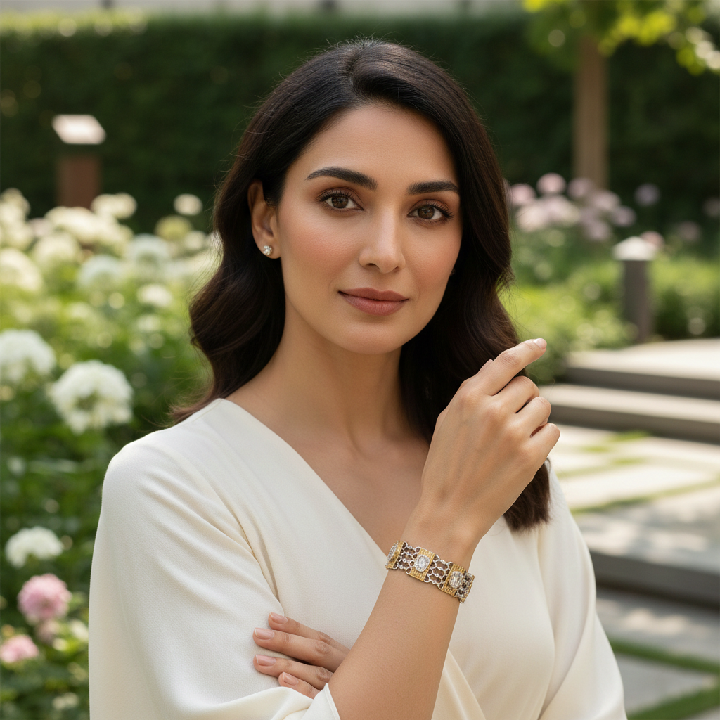 Sangeeta Boochra Handcrafted Dual-Tone Silver Bracelet