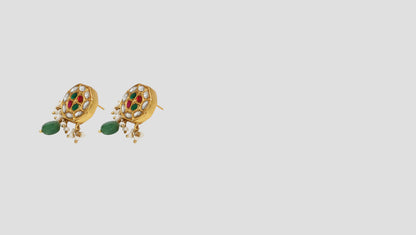 "Graceful Luxe: Gold-Plated Kundan Earrings by Sangeeta Boochra "