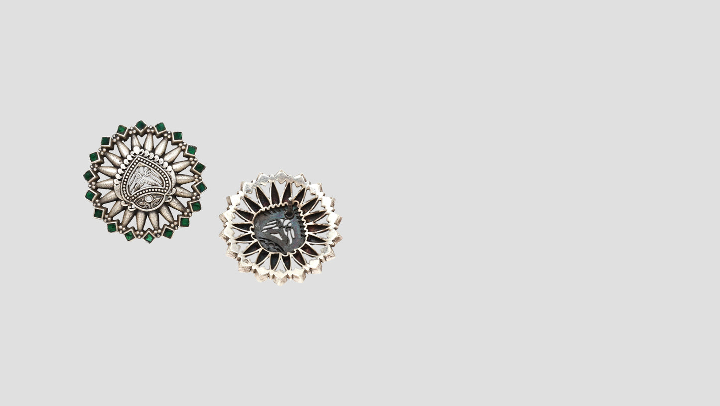 "Sophisticated Polish: Sangeeta Boochra Silver Handcrafted Studs "