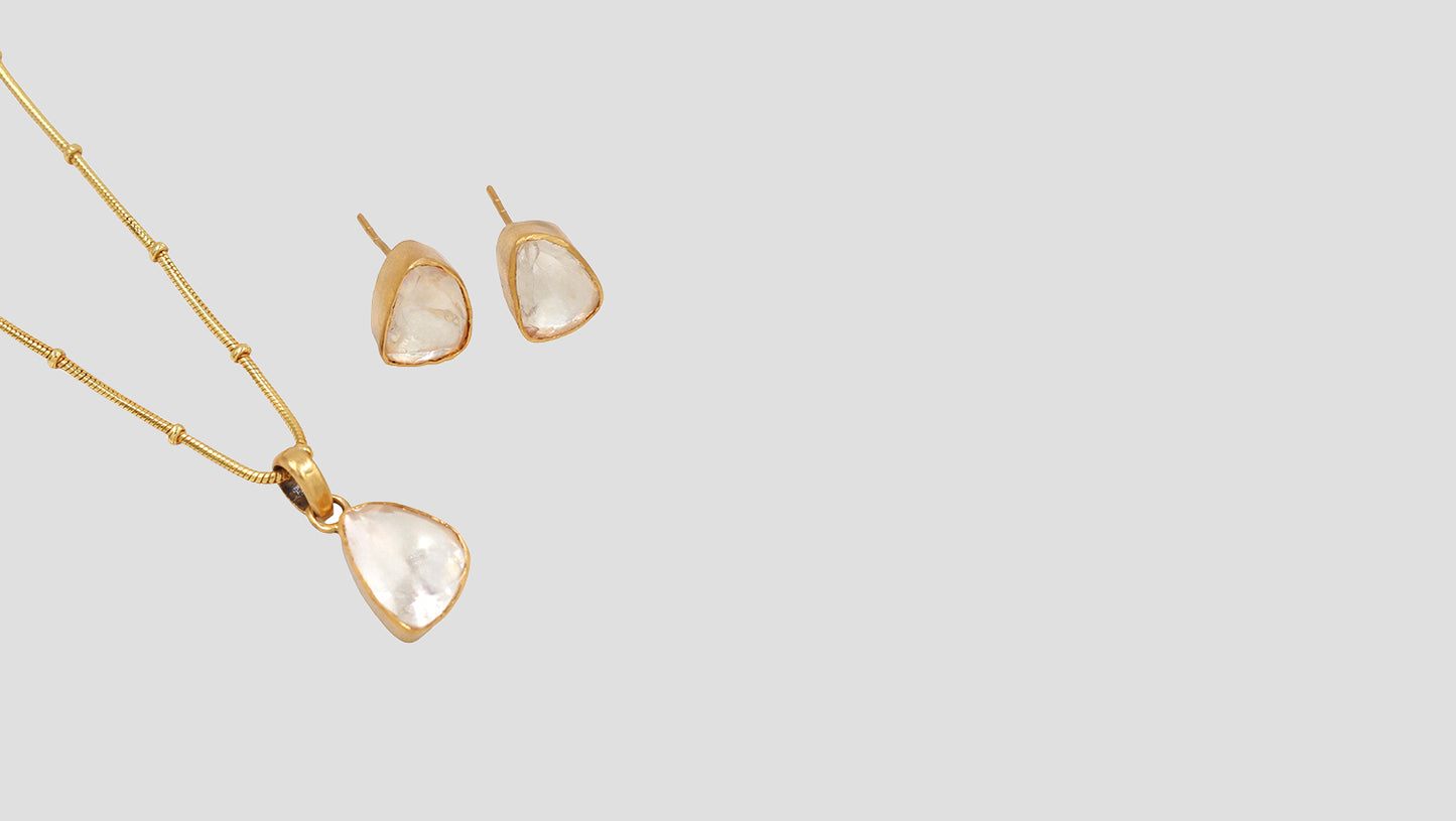 Gold Glow: Sangeeta Boochra Moissanite Pendant & Earrings