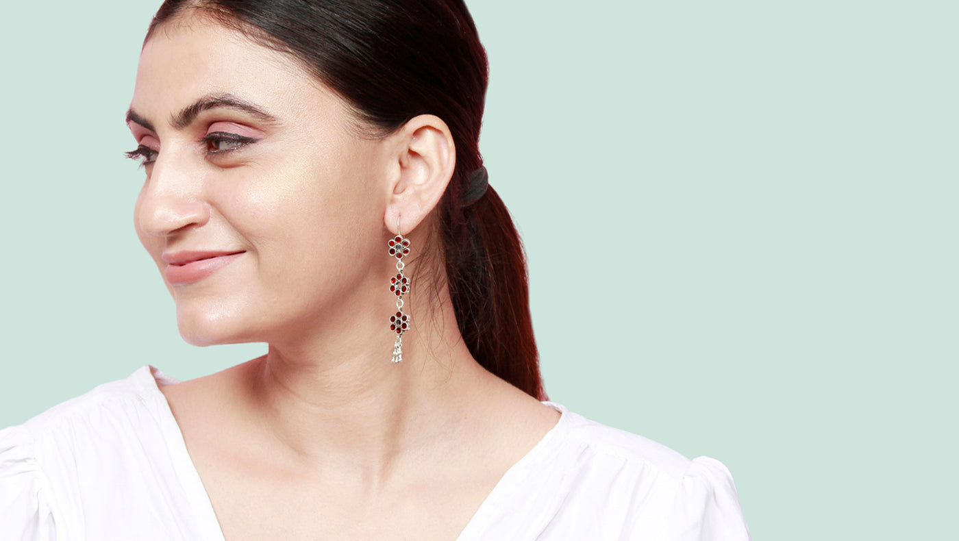 Sangeeta Boochra Handcrafted Hanging Silver Earrings