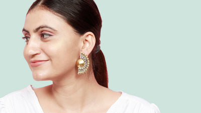 Half Round Gold Plated Silver Earring