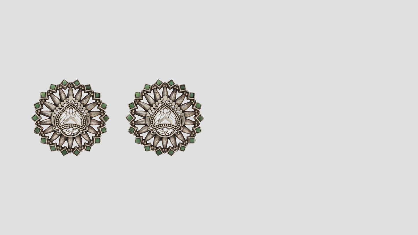 "Radiant Polish: Sangeeta Boochra Silver Handcrafted Studs "
