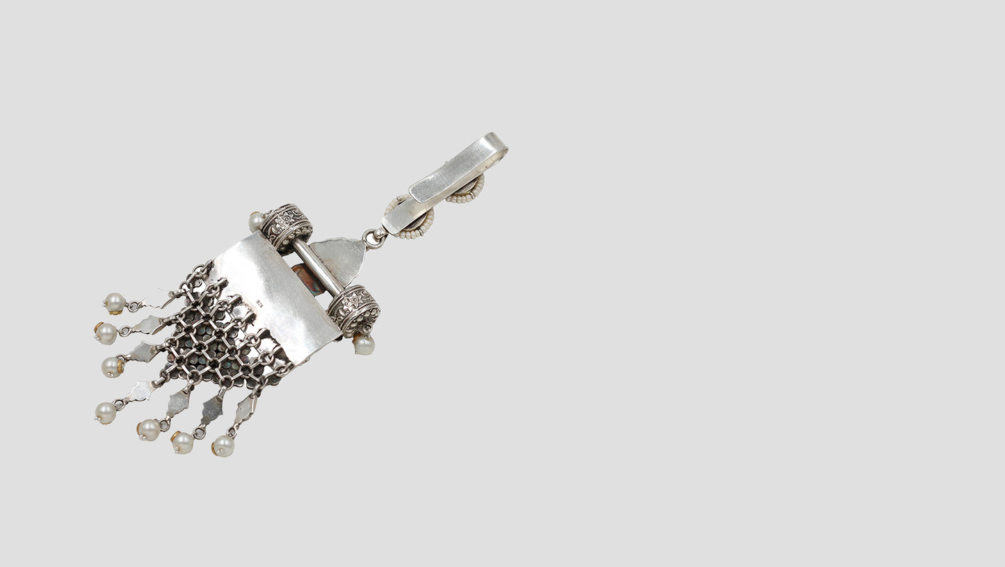 Symbolic Splendor: Sangeeta Boochra Silver Keychain with Turquoise Accents