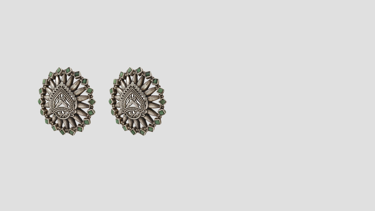 "Radiant Polish: Sangeeta Boochra Silver Handcrafted Studs "