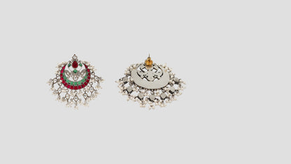 Sangeeta Boochra Royal Red & Green Kundan Chandbali