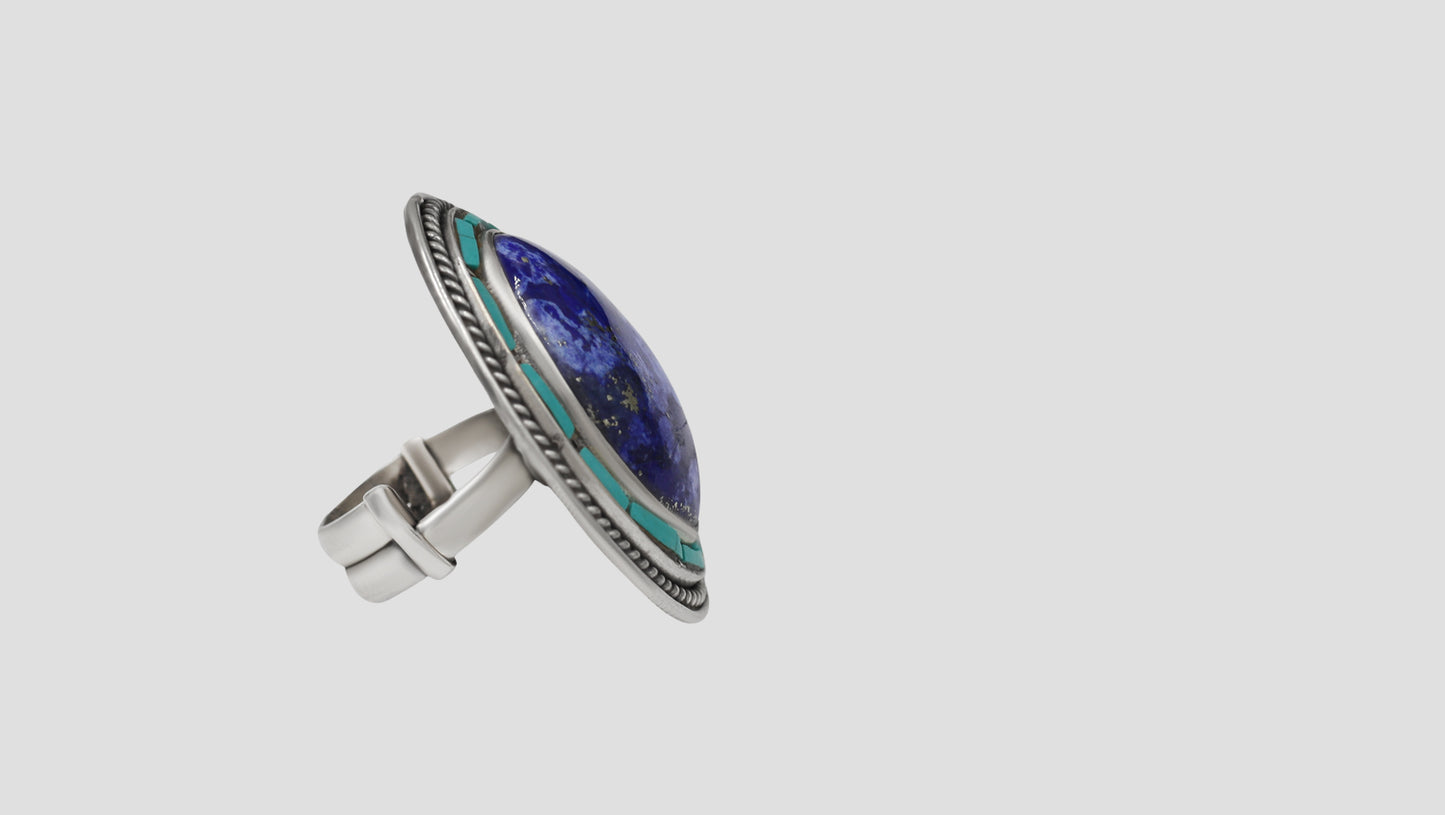 Sangeeta Boochra Handcrafted Lapis Elegance Ring