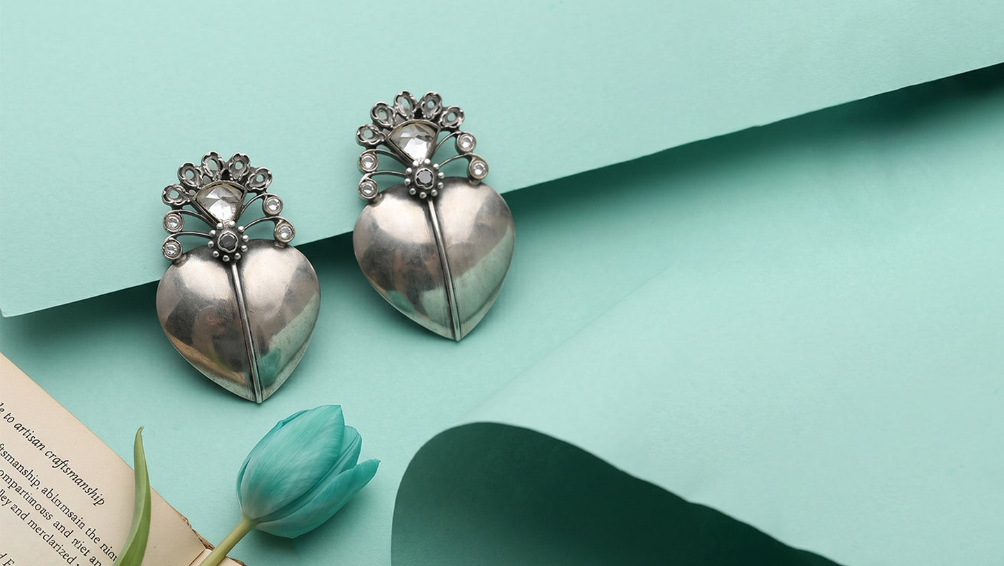 Sangeeta Boochra Classic Oxidised Silver Earrings