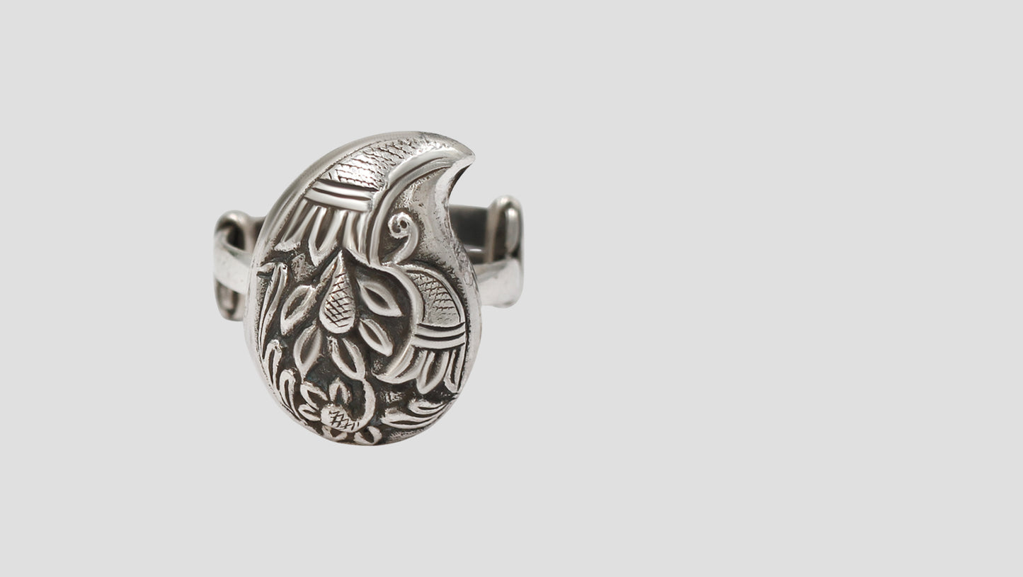 Sangeeta Boochra Ethnic Bohemian Floral Silver Ring