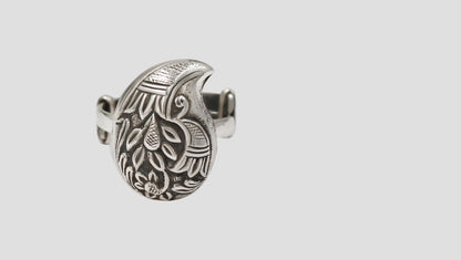 Sangeeta Boochra Ethnic Bohemian Floral Silver Ring