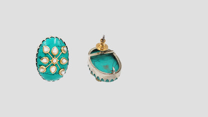 Sangeeta Boochra Turquoise & Kundan Silver Earrings