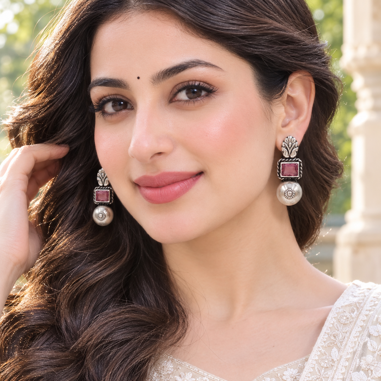 Sangeeta Boochra Signature Oxidised Silver Heritage Drop Earrings