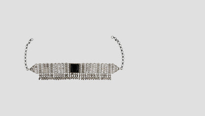 Sangeeta Boochra Minimal Tribal Oxidised Choker with Black Accent