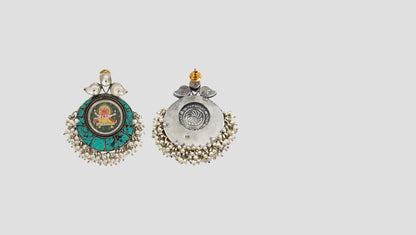 Sangeeta Boochra Handcrafted Silver Turquoise Earrings