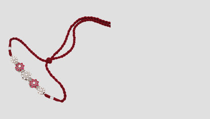 Ethnic Elegance: Handcrafted Silver Choker with Red Accents