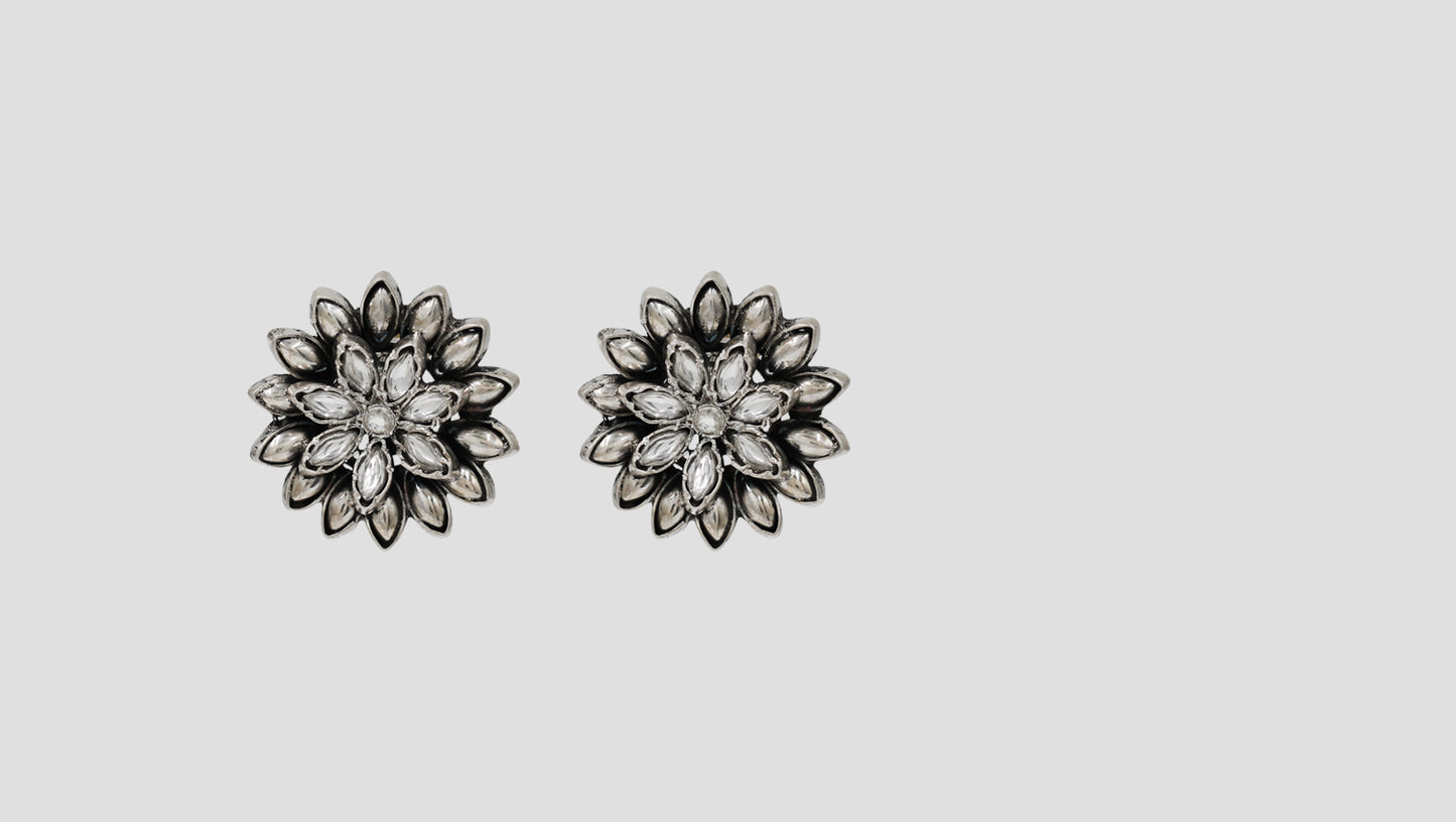 Sangeeta Boochra Vintage Bloom Oxidized Silver Studs