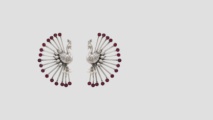 Sangeeta Boochra Statement Silver Peacock Earrings