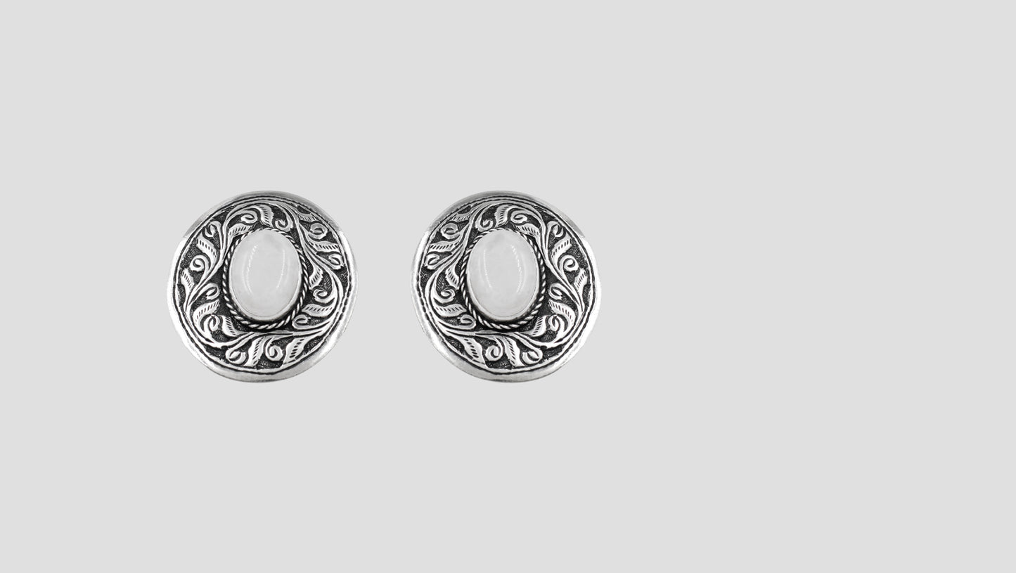 Sangeeta Boochra Heritage Engraved Silver Studs