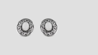 Sangeeta Boochra Heritage Engraved Silver Studs