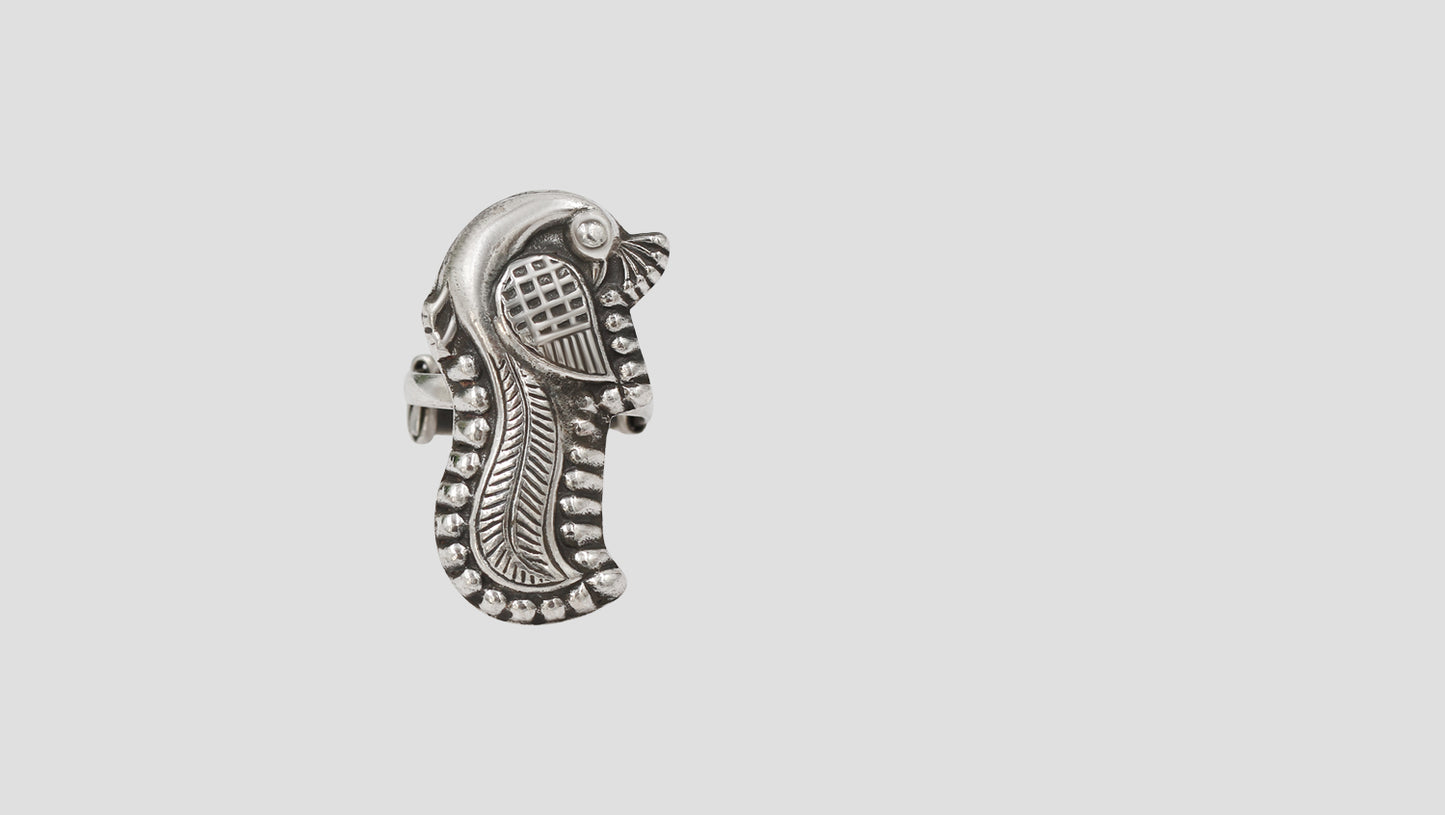 Heritage Peacock Design Adjustable Silver Ring – Sangeeta Boochra